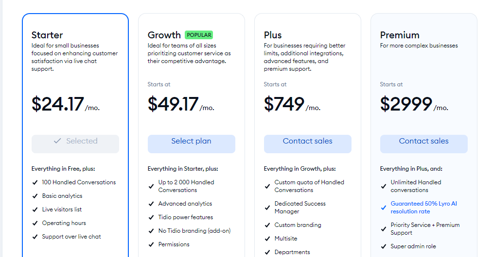 Tidio Pricing